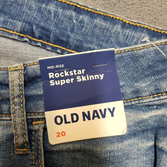 NWT Old Navy Jeans Womens 20 Blue Rockstar Super Skinny Distressed Denim Stretch - Picture 4 of 11